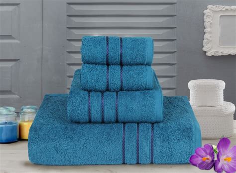Bombay Dyeing Towel Set of 4-Flora-R4 Set-Ink Blue : Amazon.in: Home ...