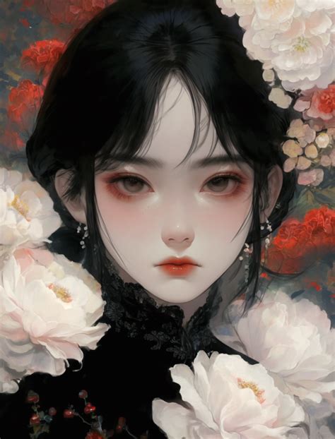 Aesthetic Drawing, Aesthetic Art, Anime Flower, Digital Portrait Art, Girls With Flowers, Pretty ...