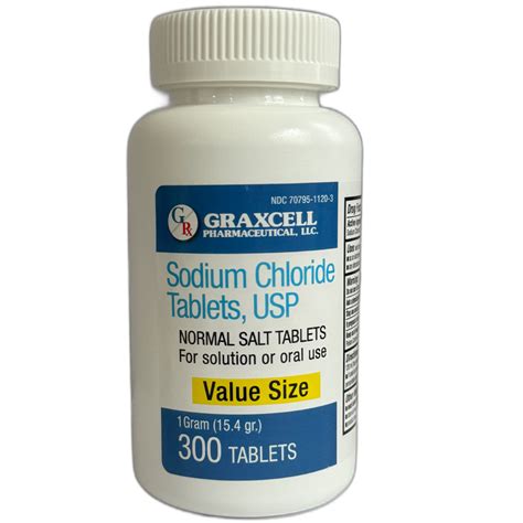 Sodium Chloride Tablets 1 Gm | 300 Count | Normal Salt Tablets | (15.4 – Graxcell