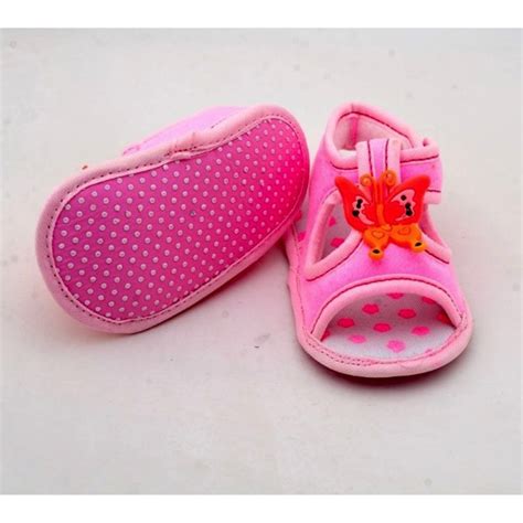 Butterfly Light Pink Velcro Flat (3 to 9 Months) For Baby Boys & Girls ...