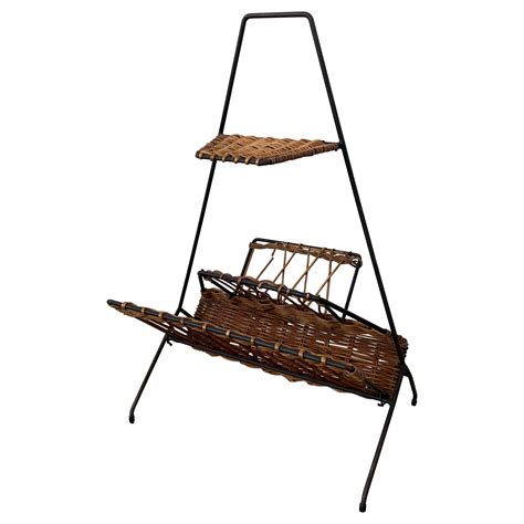 Midcentury Vintage Wicker Wall Mount Magazine Rack Holder For Sale at ...