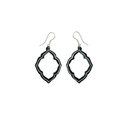 Bidriware Pure Silver Inlay Flower shaped Hollow Earrings — TVAMI