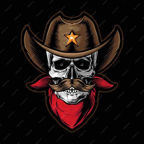 Skull With Cowboy Hat And Bandana