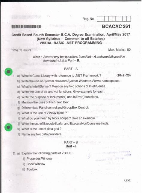 BCA IV semester Visual Basic .Net Programming May 2017 - Studocu