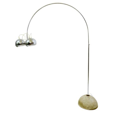 Mid-Century Modern 3-Arm Brass Articulating Arc Floor Lamp White Marble ...