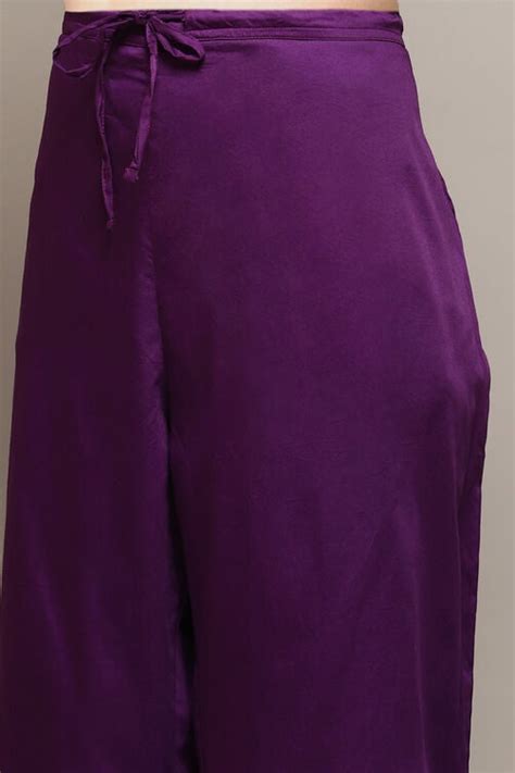 Voilet Polyester A-Line Printed Kurta Palazzo Suit Set at Biba India