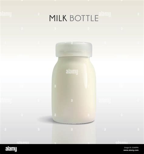 Milk glass bottle template, plastic cap and glass bottle filled with ...