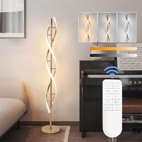 40W LED Floor Lamp Remote Control Dimmable Spiral Floor Lamp Indoor ...