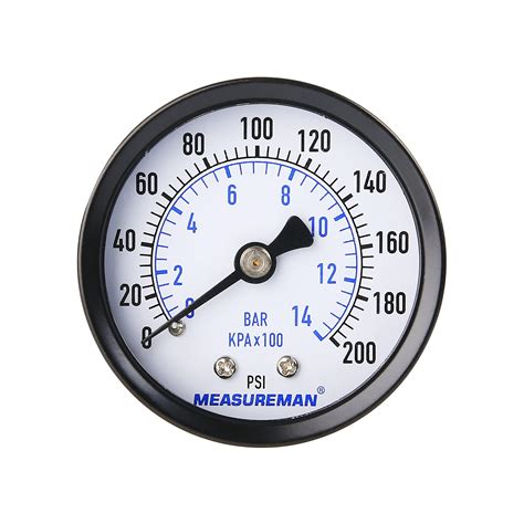 Snapklik.com : MEASUREMAN 2" Well Pump Pressure Gauge, 0-200psi/bar, 1/ ...