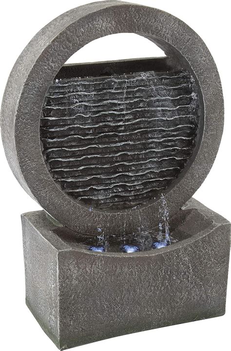 Buy Round Cascade Outdoor Fountain - 18.5-Inch Modern Polyresin ...