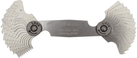 Mitutoyo 188-101, Whitworth Screw Pitch Gage, 4 to 42 TPI, 30 Leaves ...