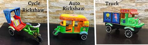 Buy Bobo Handpainted Handcrafted Wooden Rickshaw Combo Pack- Auto ...