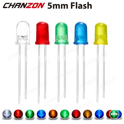 100-Pcs-5mm-Led-Diode-Flashing-White-Red-Green-Blue-Yellow-Rgb-Fast ...
