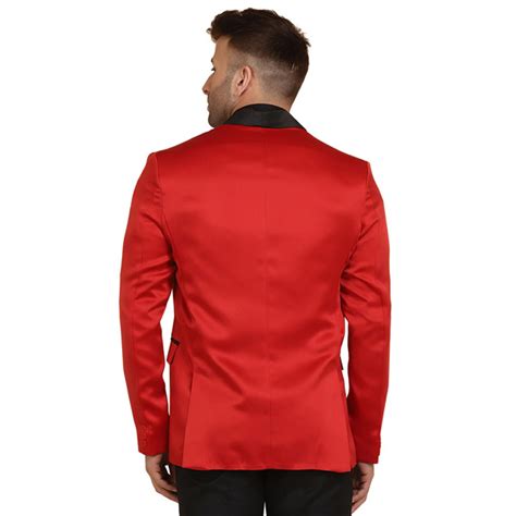 Red Solid Single Breasted Casual Blazer