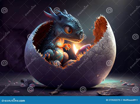 Baby Dragon in the Egg in a Morning. Generate Ai. Stock Image - Image ...