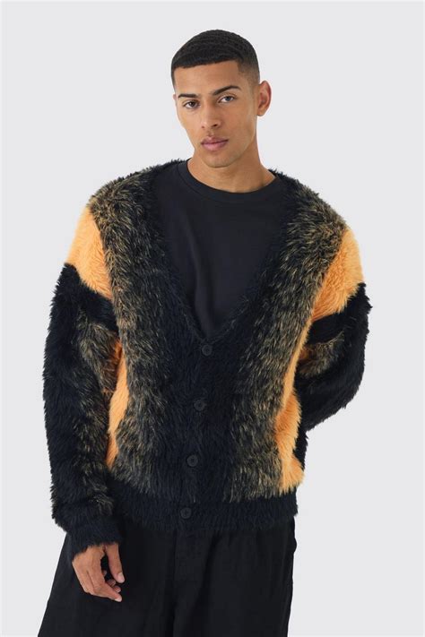 Oversized Boxy Dip Dye Stripe Knitted Cardigan | boohoo UK