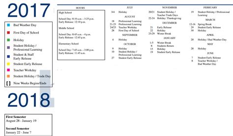 Creek Valley Middle School - School District Instructional Calendar ...