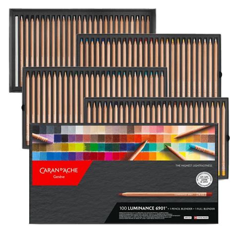 Caran d'Ache Luminance Set of 100 Colored Pencils + Blenders, Color ...