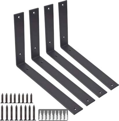 Antiquity Shelf Brackets 12 Inch 4 Pack Heavy Duty Black Wall L Shape ...
