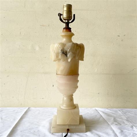 Antique Hand Carved Alabaster Table Lamp For Sale at 1stDibs | vintage ...