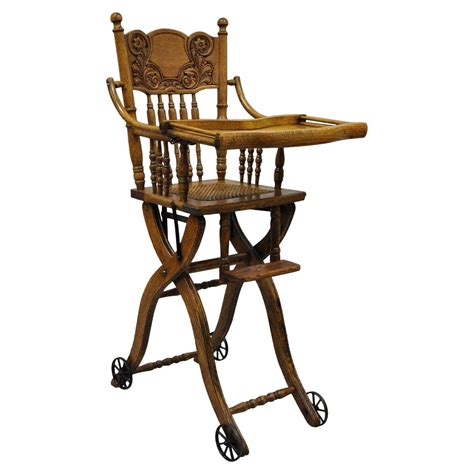 Antique Multifunctional High Chair in Polished Wood, circa 1860 at 1stDibs