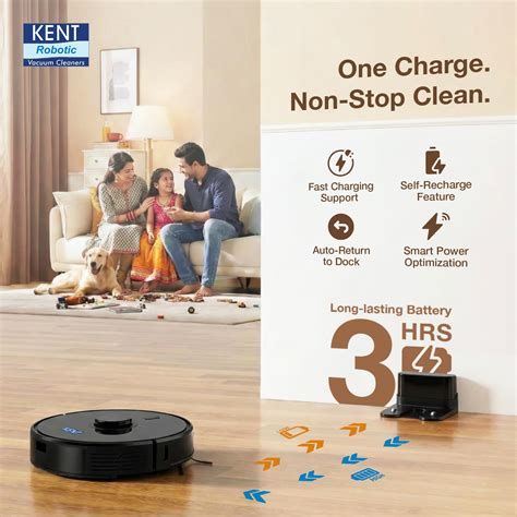 KENT RoboKlean R1 Black 2-in-1 AI Robotic Vacuum Cleaner & Mop, 8500Pa ...