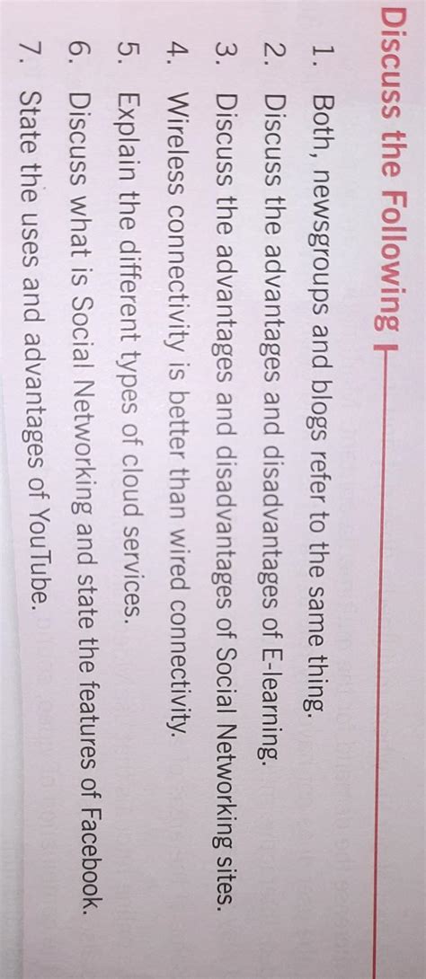 Discuss the following1. Both, newsgroups and blogs refer to the same ...