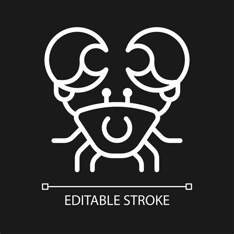 Crab pixel perfect white linear icon for dark theme. Astrological sign ...