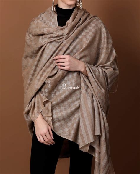 Pashtush Womens Checkered Shawl, In Extra Soft Fine Wool, Large Size ...