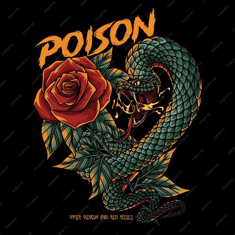 Premium Vector | Viper venom and red roses with text illustration