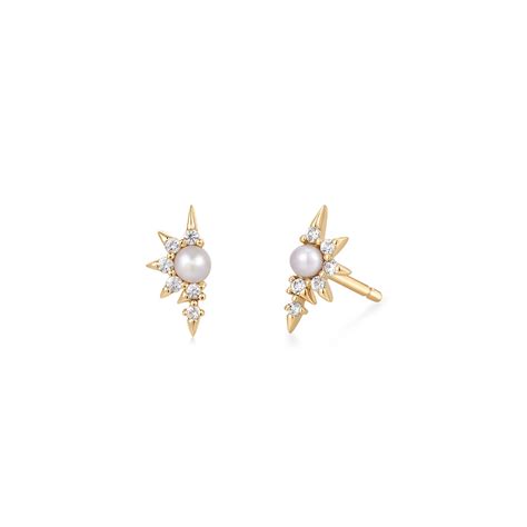 NIXIE | Pearl and White Sapphire Stud Earrings – AURELIE GI
