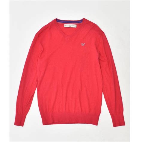 CREW CLOTHING Mens V-Neck Jumper Sweater Small Red... - Depop