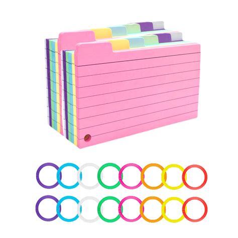 Tabbed Flash Cards 300pcs Colourful Index Cards Revision Cards 8 ...