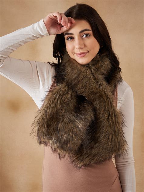 Beige Print Faux Fur Cape Neckpiece - InWeave