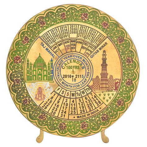 Traditional Brass 40 Year Desk Calendar with Stand