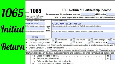 How to Fill Out Form 1065 US Return of Partnership Income - LLC Initial ...