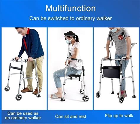 Buy Upright Rolling Walkers for Seniors with Seat & Axillary Support ...