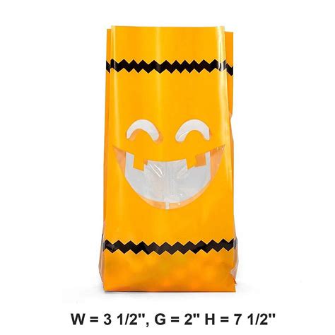 Halloween Themed Plastic Bags Cello & Polypropylene - 3.5 x 2 x 7.5 ...