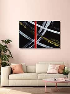 999STORE White And Yellow Strips Modern Stylish Wooden Framed Wall ...