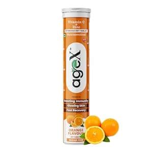 AgeX Vitamin C+Zinc Effervescent Tablets | Natural Amla Extract 1000mg ...