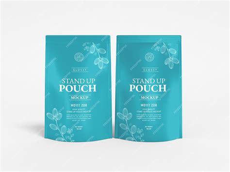 Premium PSD | Stand up glossy pouch bag packaging mockup