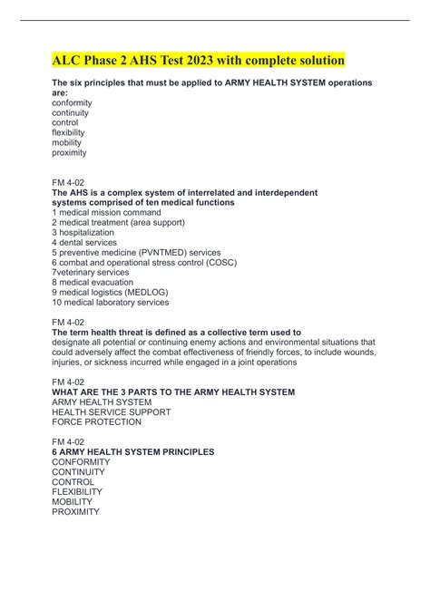 ALC Phase 2 AHS Test 2023 with complete solution - AHS - Stuvia NL
