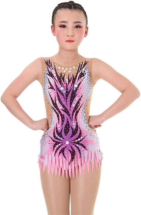 Buy LIUHUO Gymnastics Costumes Children Pink Spandex Figure Skating ...