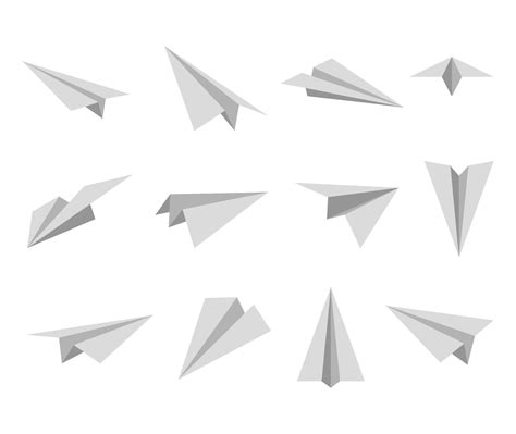 Set simple paper planes icon. White origami paper airplanes from ...