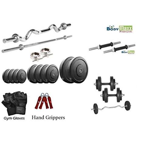 Body Maxx 12 Kg Home Gym Set (2 X 12 Inch Dumbell Rods,3ft Curl Bar,5ft ...