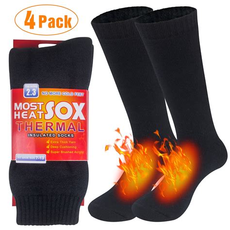 Loritta 4 Pairs Thermal Socks for Men, Extra Thick Warm Winter Socks ...