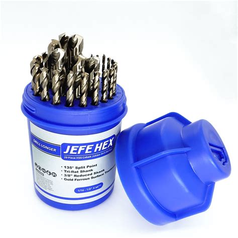 JEFE HEX 29PC M35 Cobalt Drill Bit Set, HSS Twist Jobber Drill Bits ...