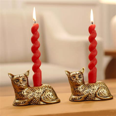 Golden Cat Candle Stand Set – Behoma