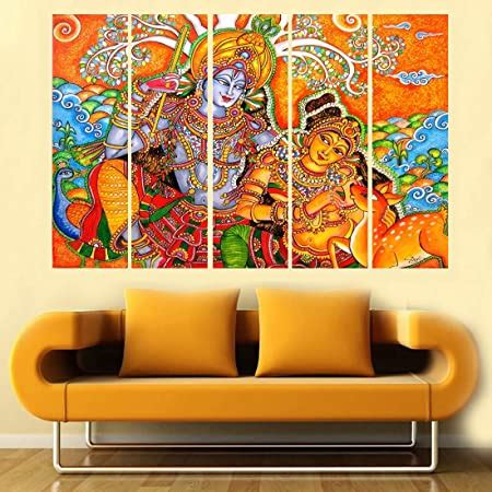 KYARA ARTS Wood Kerala Mural Figures Painting, Multicolour, 50 x 30 ...