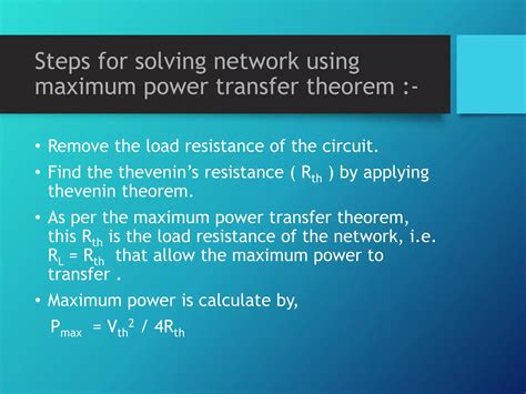 Presentation of Electrical Engineering ( Maximum Power Transfer Theorem ) | PPTX